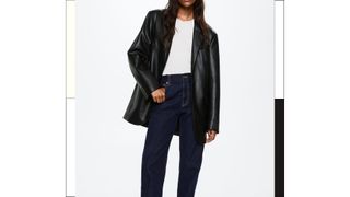 Mango Faux leather oversize blazer