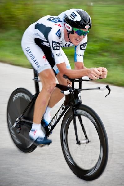 Gustav Larsson (Saxo Bank) was making good time before his traffic mishaps.