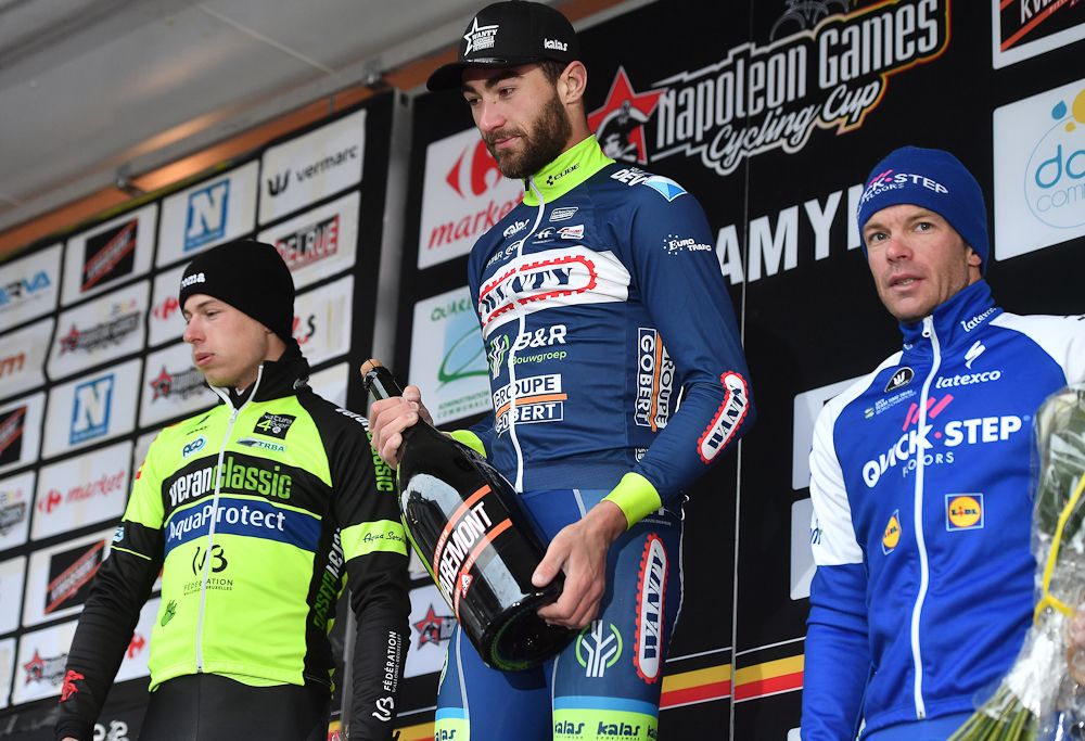 Alex Kirsch (WB Veranclassic Aqua Protect), Guillaume Van Keirsbulck (Wanty - Groupe Gobert) and Iljo Keisse (Quick-Step Floors)