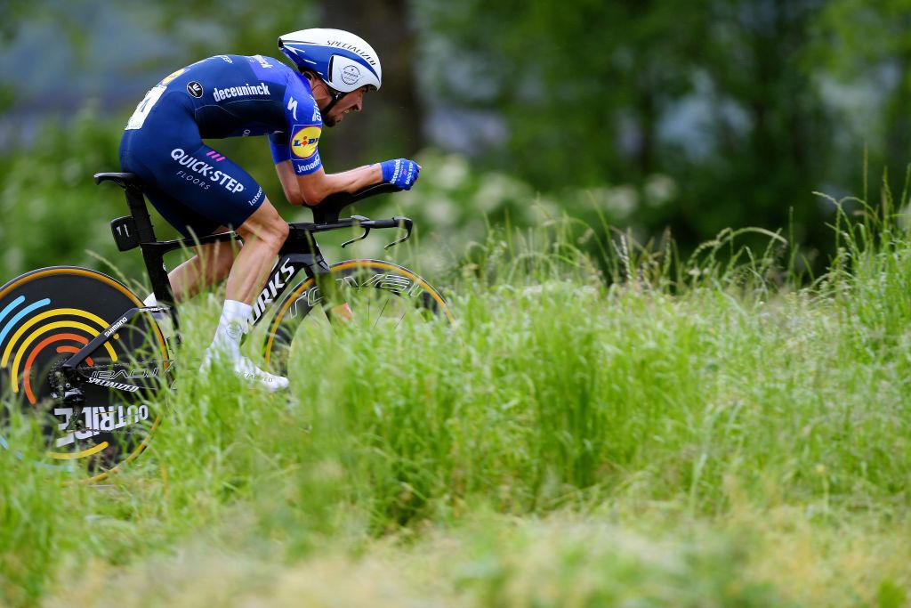 FRAUENFELD SWITZERLAND JUNE 06 Julian Alaphilippe of France and Team Deceuninck QuickStep during the 84th Tour de Suisse 2021 Stage 1 a 109km Individual Time Trial from Frauenfeld to Frauenfeld UCIworldtour tds tourdesuisse on June 06 2021 in Frauenfeld Switzerland Photo by Tim de WaeleGetty Images