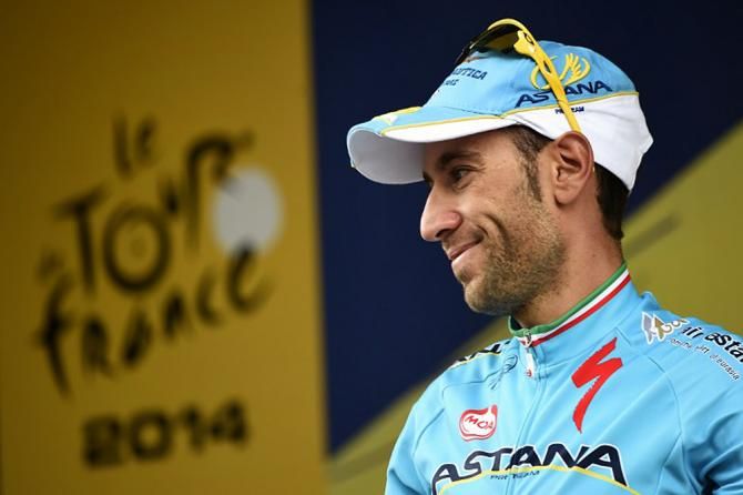 Tour de France race leader Vincenzo Nibali (Astana) all smiles at the finish of stage 3 in London