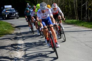 HARELBEKE BELGIUM MARCH 25 Daniel Oss of Italy and Team Total Energies cmin the breakaway during the 65th E3 Saxo Bank Classic 2022 a 2039km one day race from Harelbeke to Harelbeke E3SaxobankClassic WorldTour on March 25 2022 in Harelbeke Belgium Photo by Tim de WaeleGetty Images