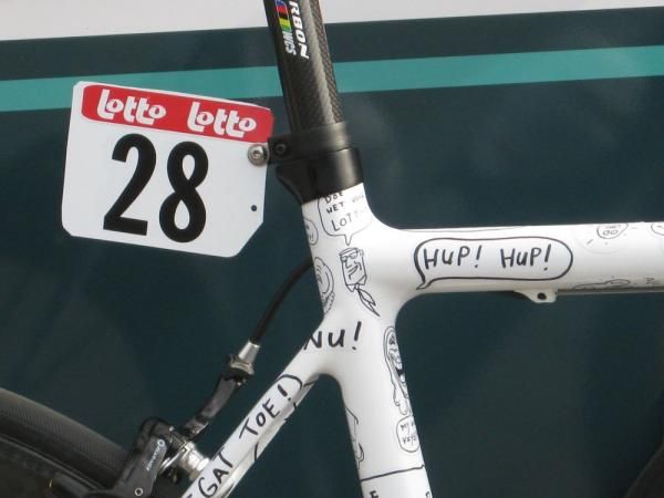 a detail of Jurgen Van Den Broeck's special Canyon bike