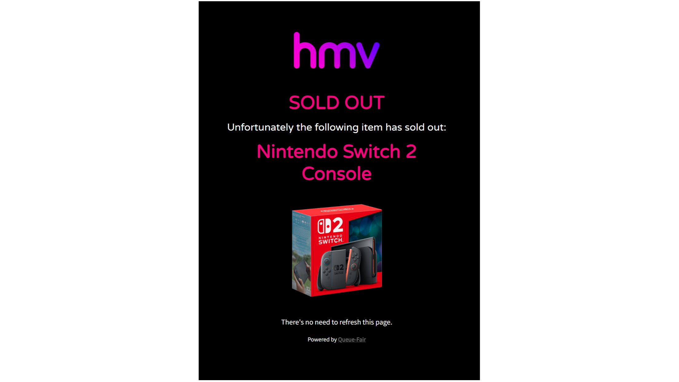 HMV Switch 2 pre-orders