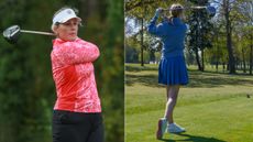 Carly Cummins and Alison Root hitting tee shots