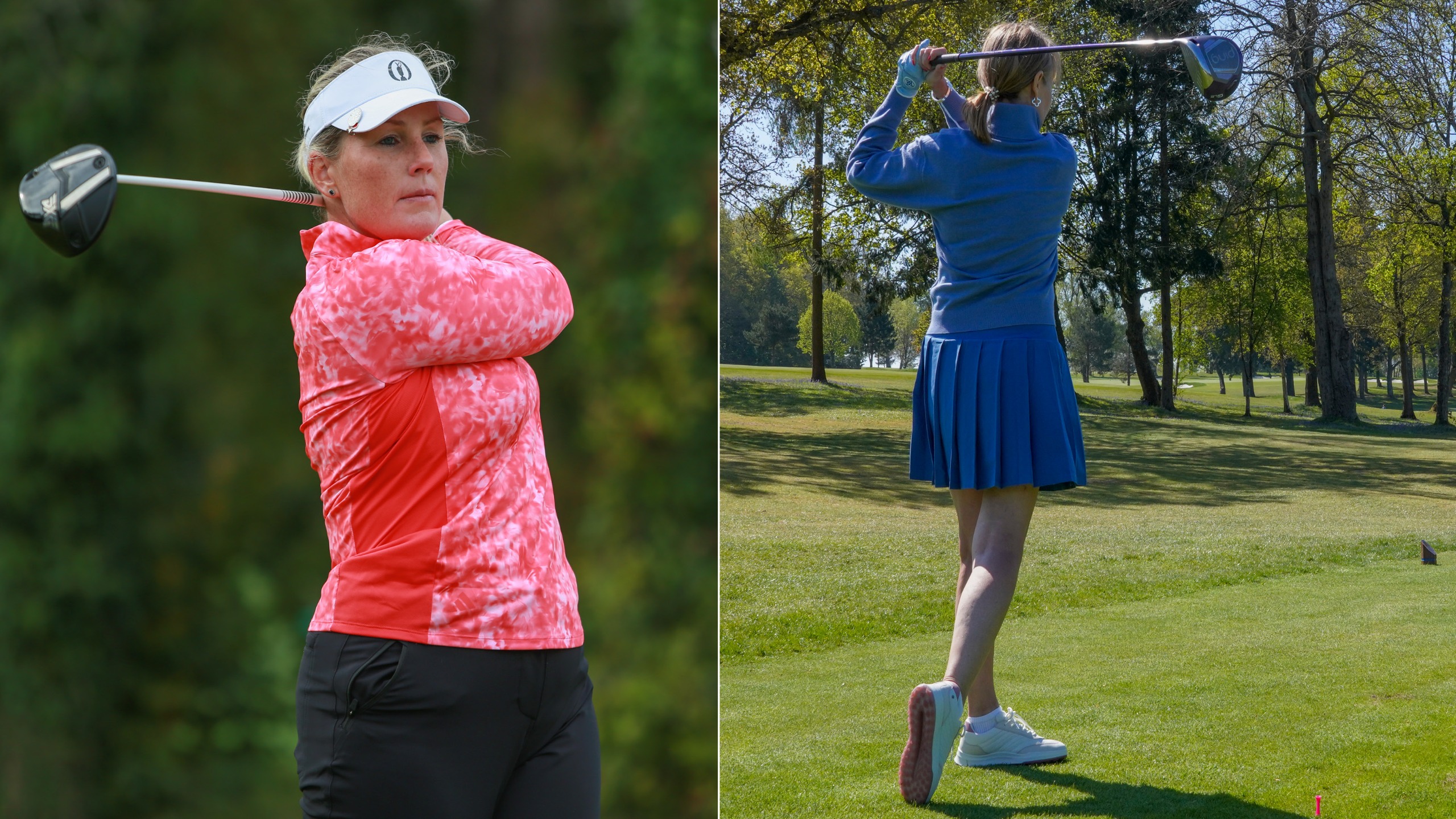 Carly Cummins and Alison Root hitting tee shots