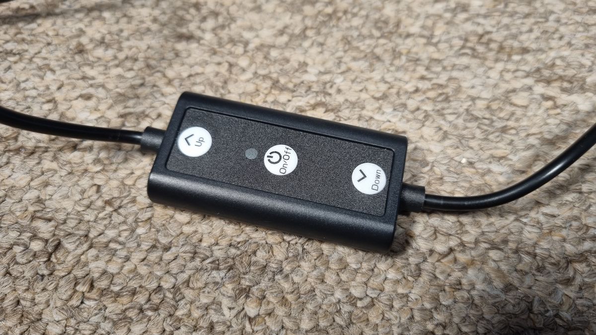 One of the control boxes of the Neewer Basics LED Panel Video Lighting kit
