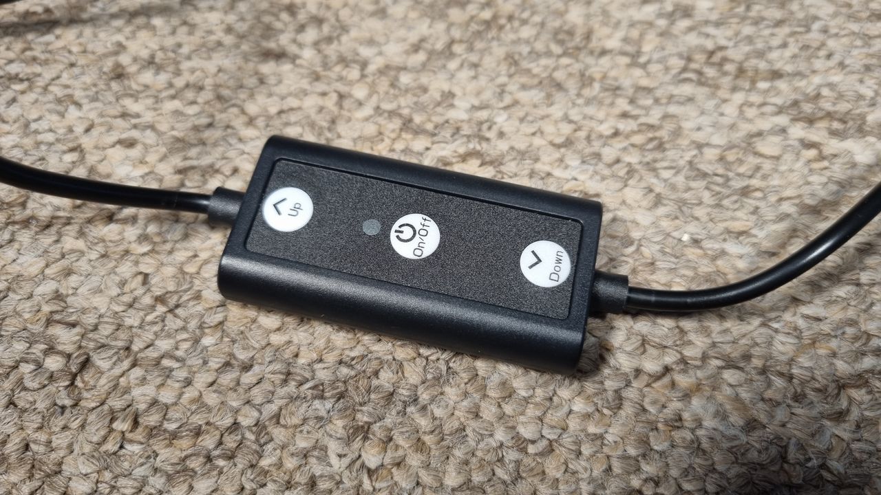 One of the control boxes of the Neewer Basics LED Panel Video Lighting kit