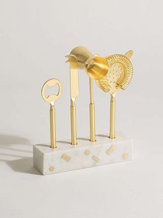 Gold & White Marble Bar Tools Set of Four - was £59.50, now £41