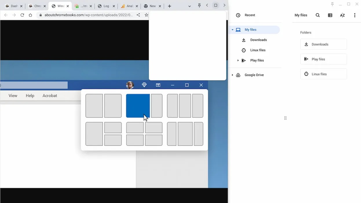 Chrome OS split screen layouts