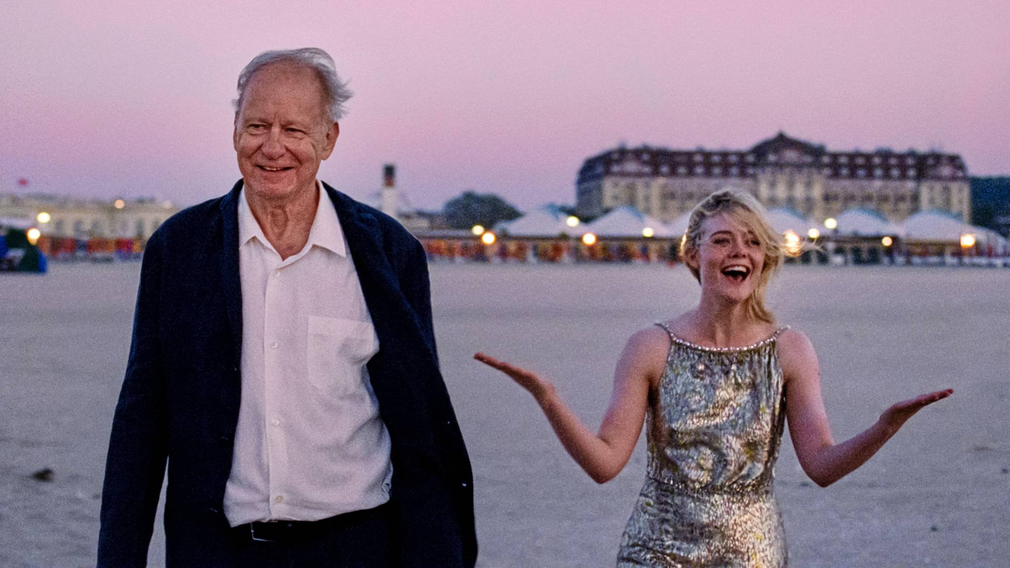 (L-R) Stellan Skarsg&amp;aring;rd as Gustav Borg and Elle Fanning as Rachel Kemp in "Sentimental Value"