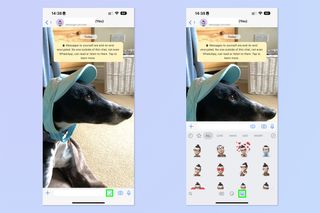 Screenshots showing the steps required to create a WhatsApp avatar, set one as a profile picture and send one as a sticker.