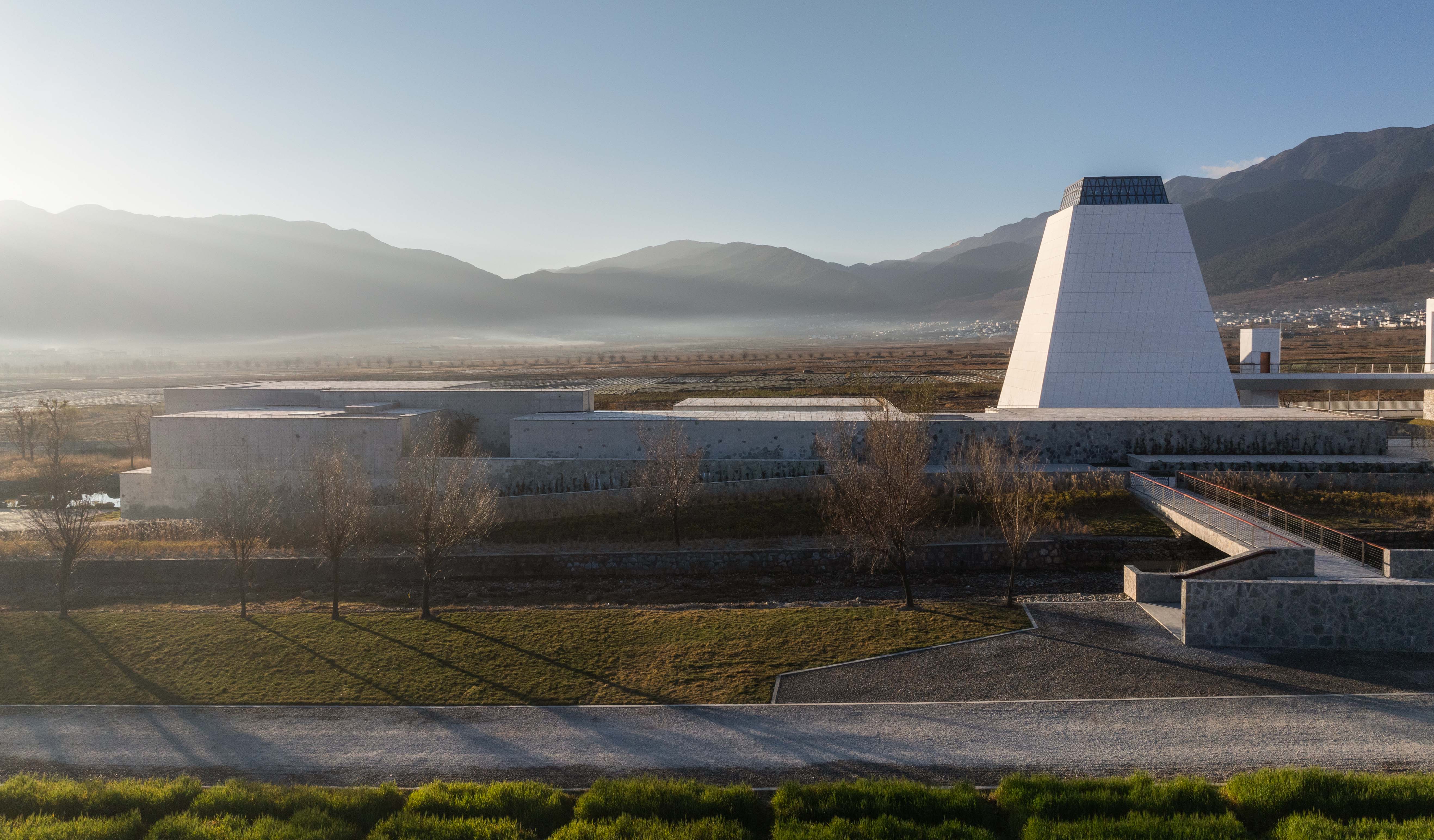 Diageo distillery, a group of buildings looking abstractly geometric