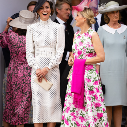 Catherine, Princess of Wales and Sophie, Duchess of Edinburgh during the Order Of The Garter Service at Windsor Castle on June 19, 2023 in Windsor, England