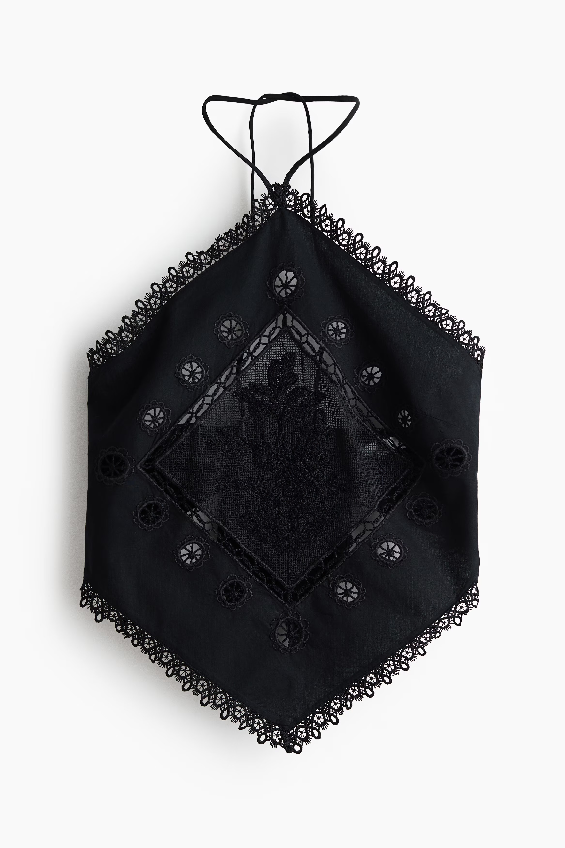 H&amp;amp;M, Lace-Detail Halterneck Top