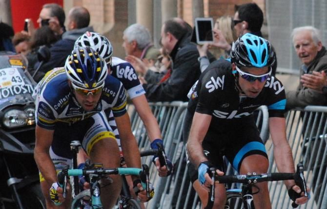 Thomas De Gendt (Vacansoleil-DCM) and David L&oacute;pez (Sky)