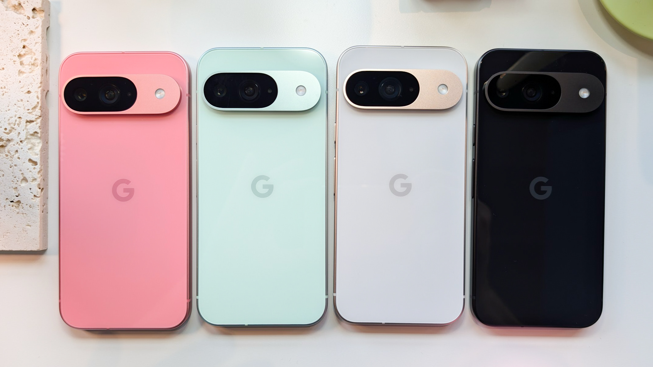 Google Pixel 9 from the back in every color