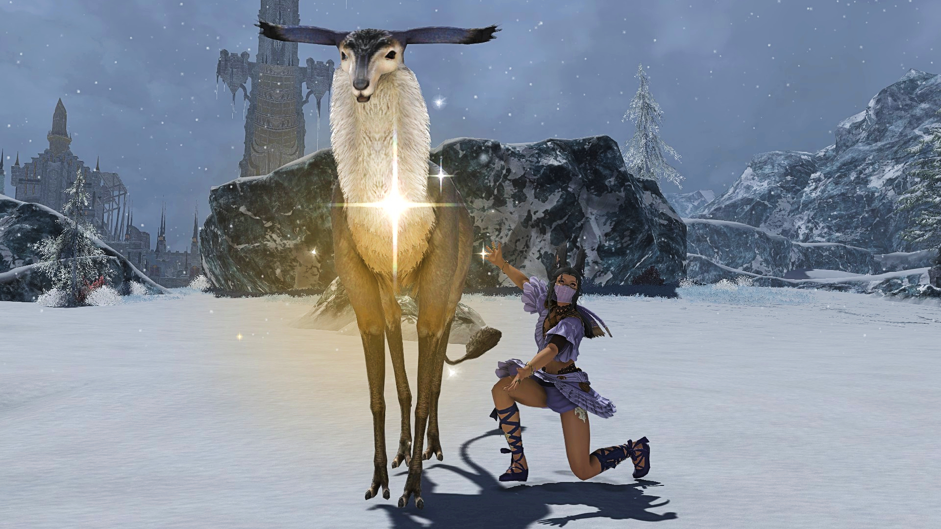The debug blue deer in Final Fantasy 14.