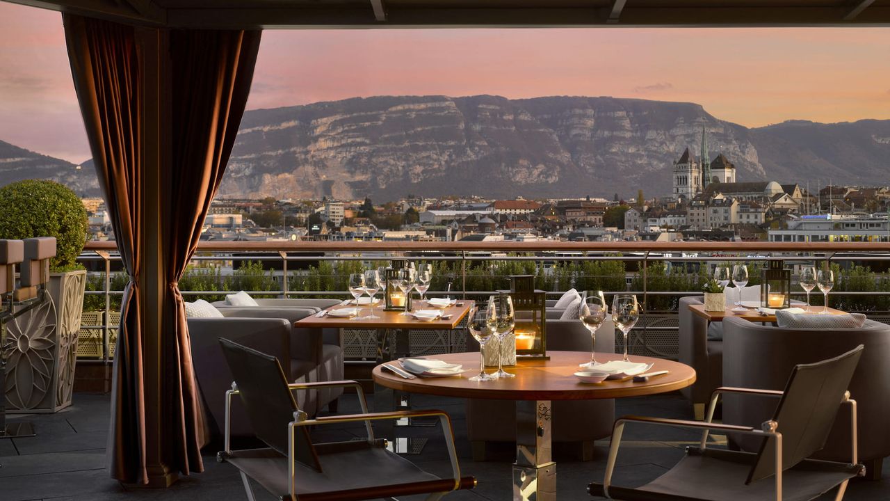 Luxury outdoor dining over looking Geneva