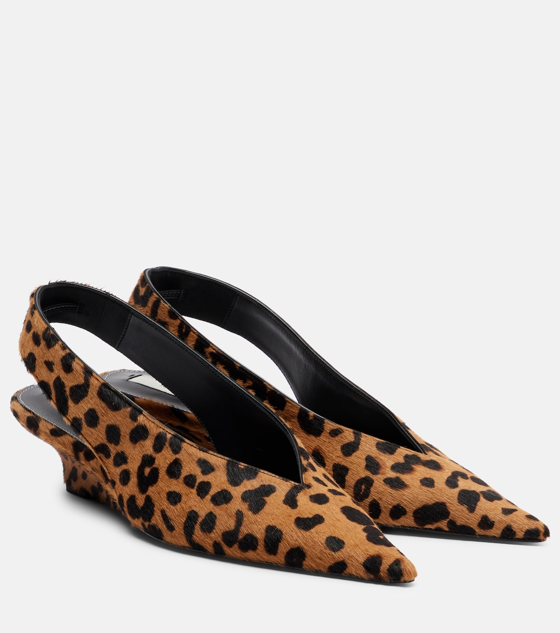 Leopard-Print Calf Hair Slingback Pumps