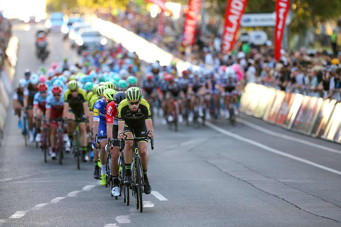 Damien Howson (Mitchelton Scott) was prominent in support of Caleb Ewan.