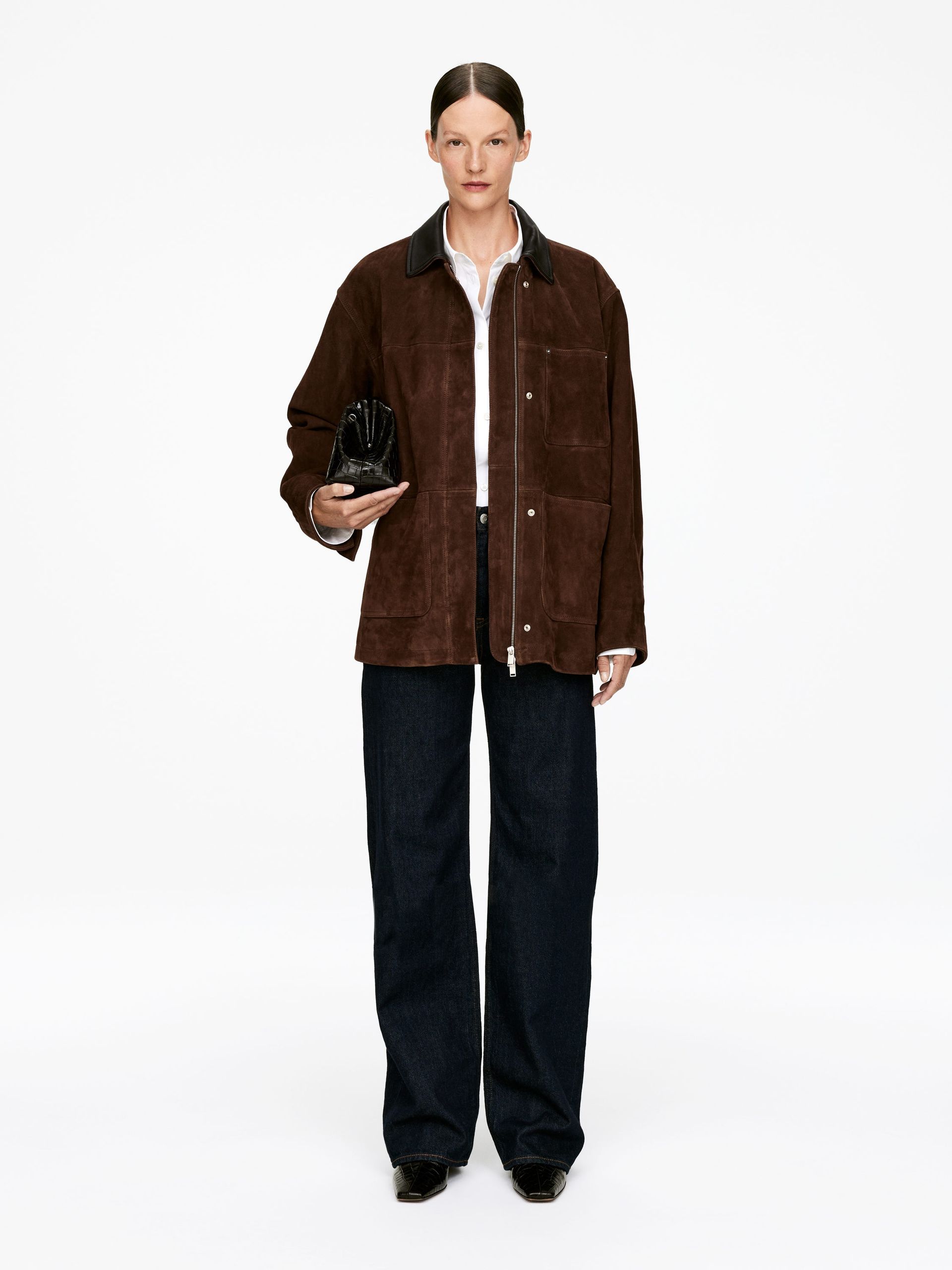 Suede Jacket – Dark Brown – Women – Arket Gb