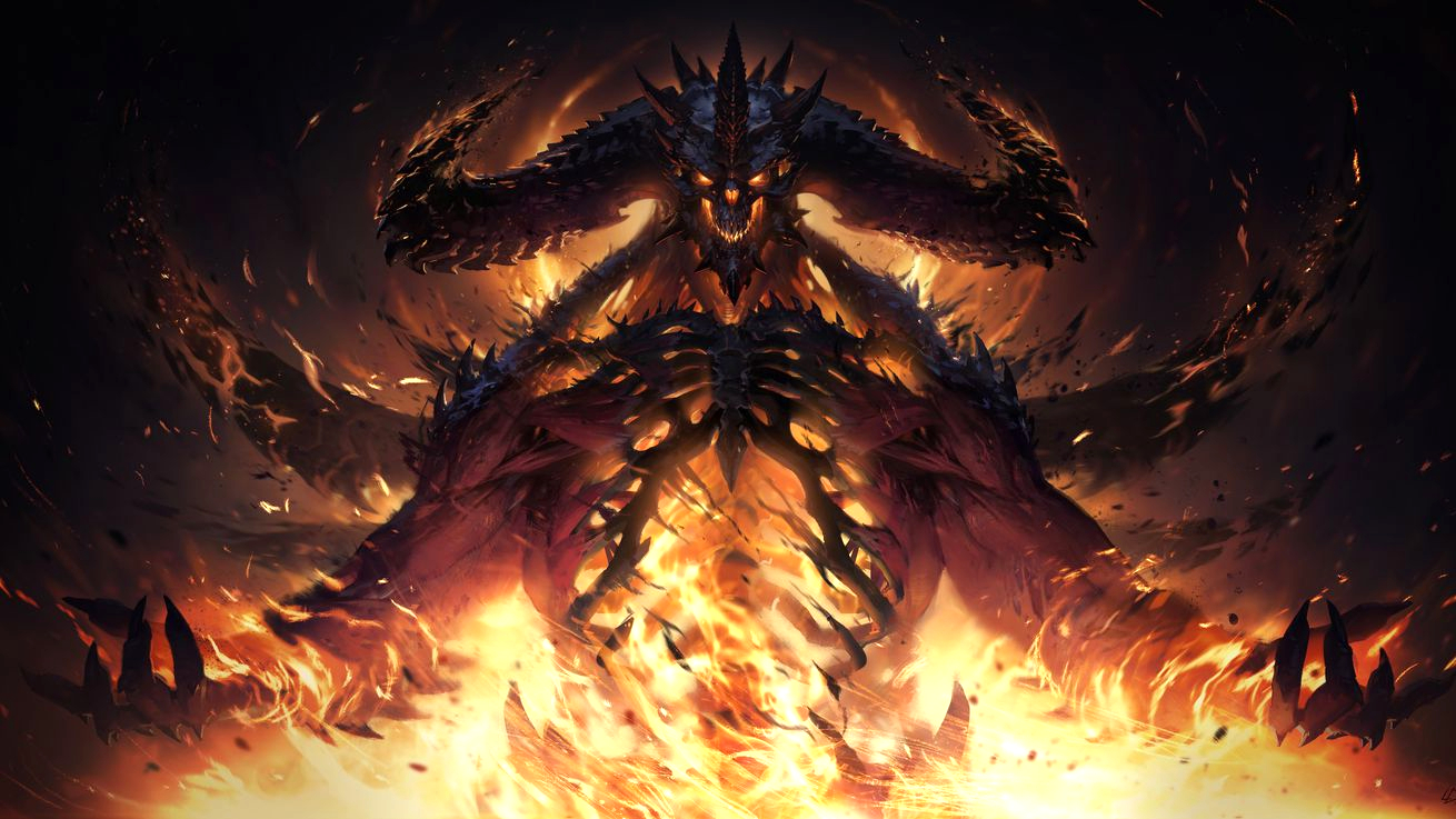 Diablo above a pit of flames - Diablo Immortal controller support