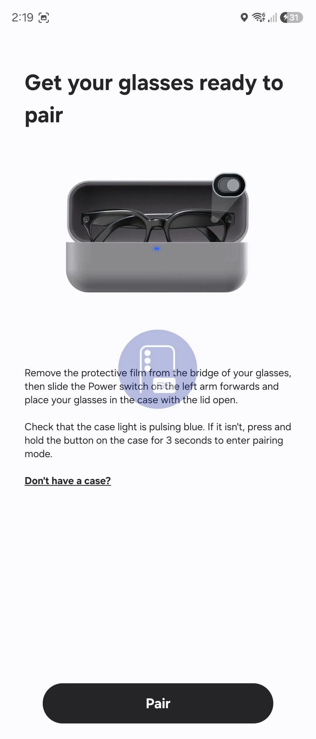 companion app for Samsung Galaxy Glasses