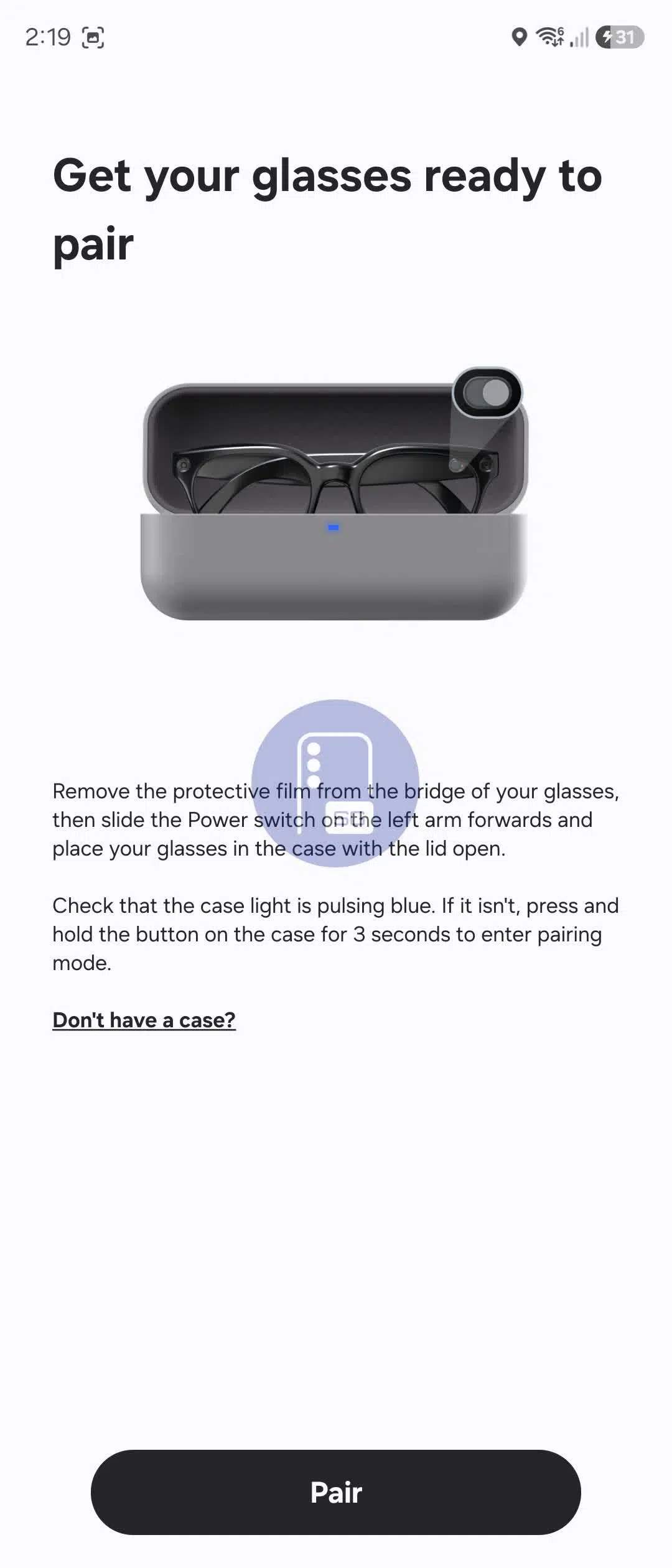 companion app for Samsung Galaxy Glasses