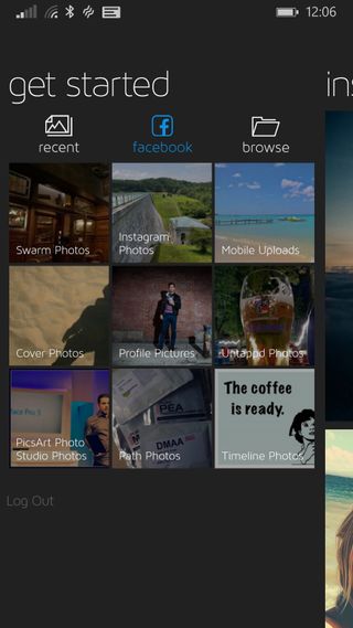 Font Candy can pull photos from your device and from Facebook