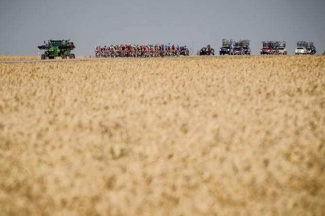 Most of today's stage passed through farmlands south of Edmonton.