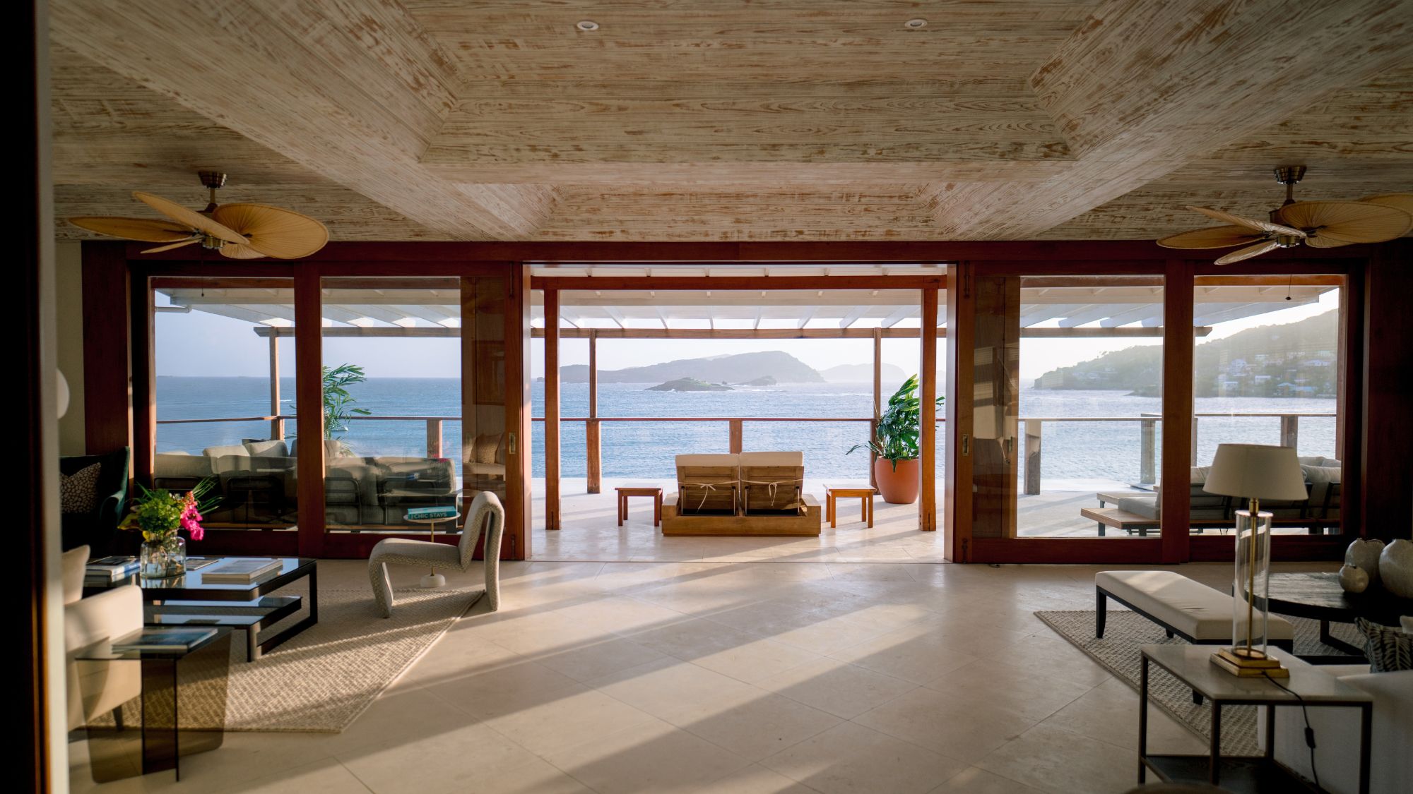 terrace at Rock Villa, Bequia with views to Petit Nevis