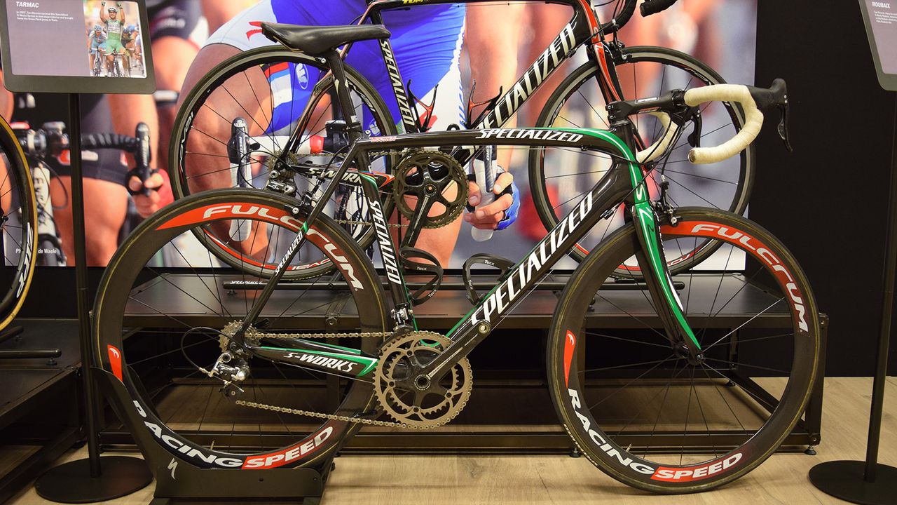 Tom Boonen's 2007 Specialized S-Works Tarmac that was ridden at the Tour de France to win the green points jersey