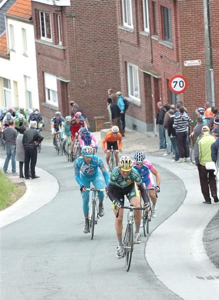 Lambouwkrediet were regulars at the Three Days of de Panne, here rider's are climbing through Valkenburg.
