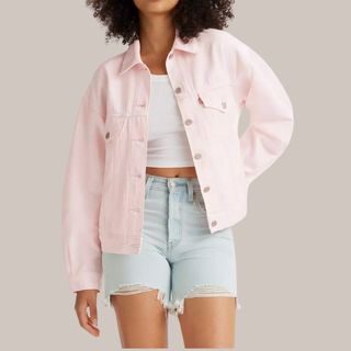 flat lay image of pink jacket