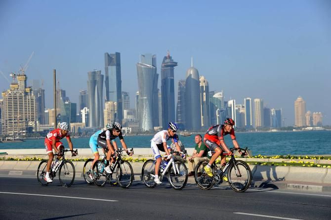 The breakaway with Doha in the distance