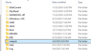 inetpub folder in a C:/ drive.