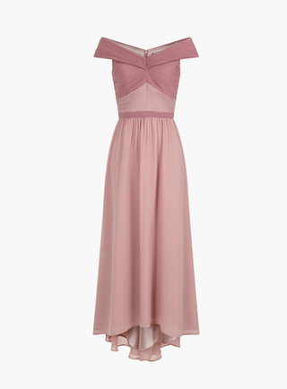 Dress, Clothing, Pink, Day dress, Shoulder, Cocktail dress, Gown, A-line, Bridal party dress, Formal wear,