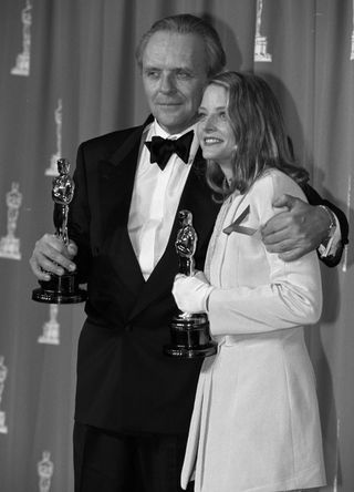 Jodie Foster and Anthony Hopkins at the Academy Awards.