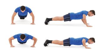 Man demonstrating how to do a press up, a great way to lose weight on arms