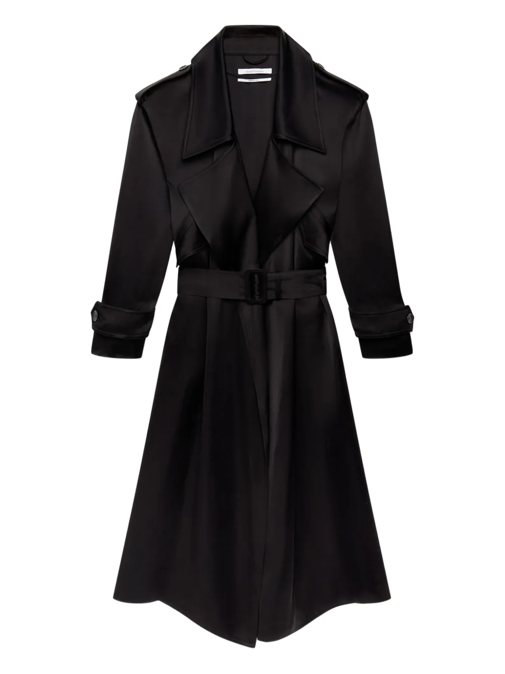 Another Tomorrow Satin-Finish Trench Coat | Xs