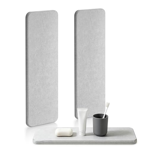 Hahorpa 2 Pieces Diatomite Marble Stone Drying Mat for Kitchen Sink, Water Absorption &amp;amp; Moisture-Removing, Quick Dry Stone Faucet Mat for Kitchen Water Sink,bathroom Vanity, 22 X 7cm