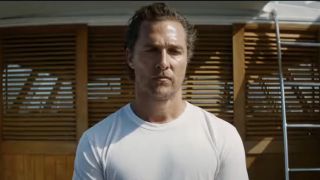 Matthew McConaughey driving a boat in Serenity