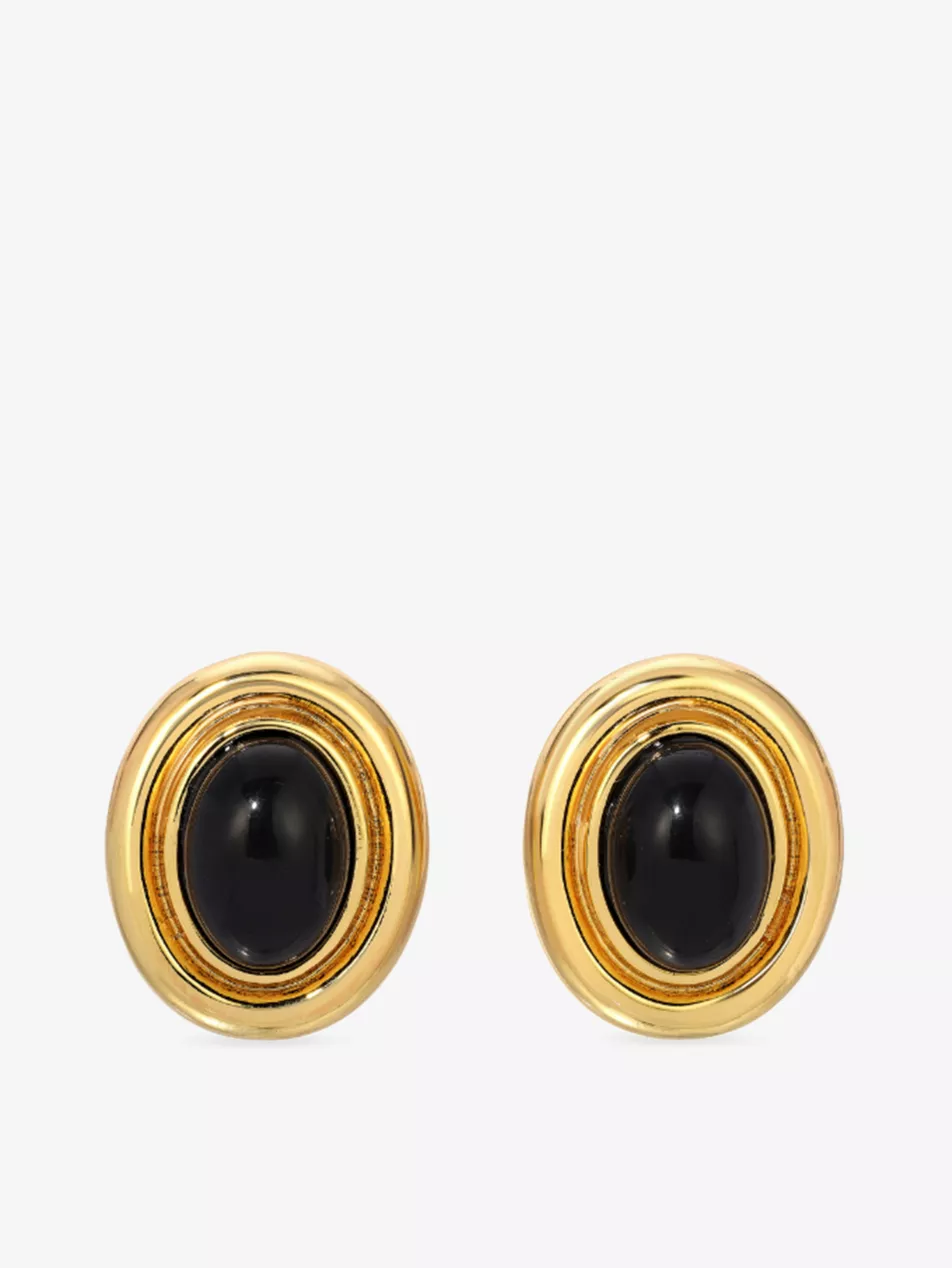Prize 18ct Yellow Gold-Plated Brass and Enamel Earrings