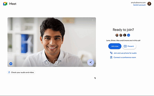 Google Meet's background image generation using AI