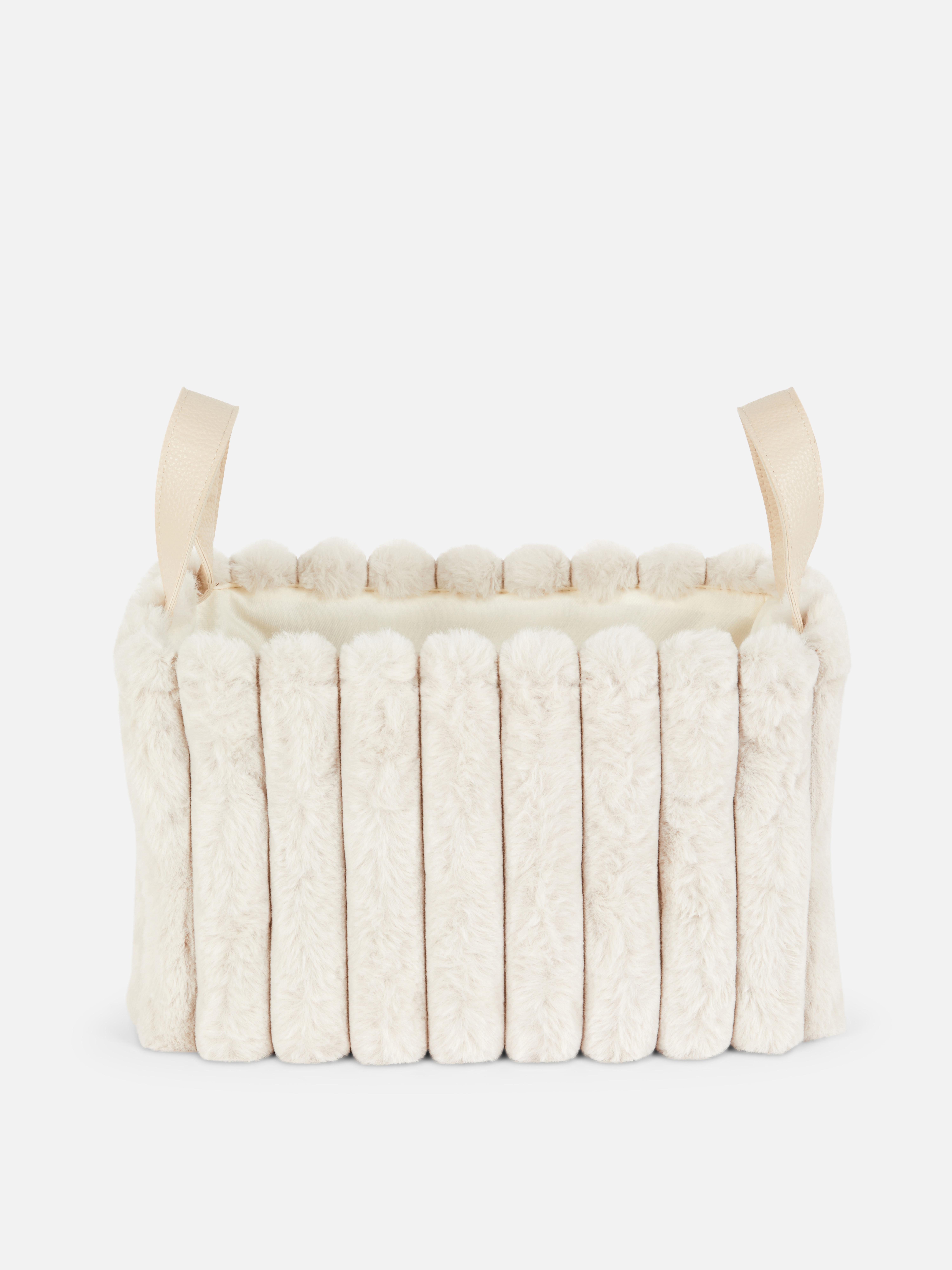 Faux Fur Rectangular Storage Basket
