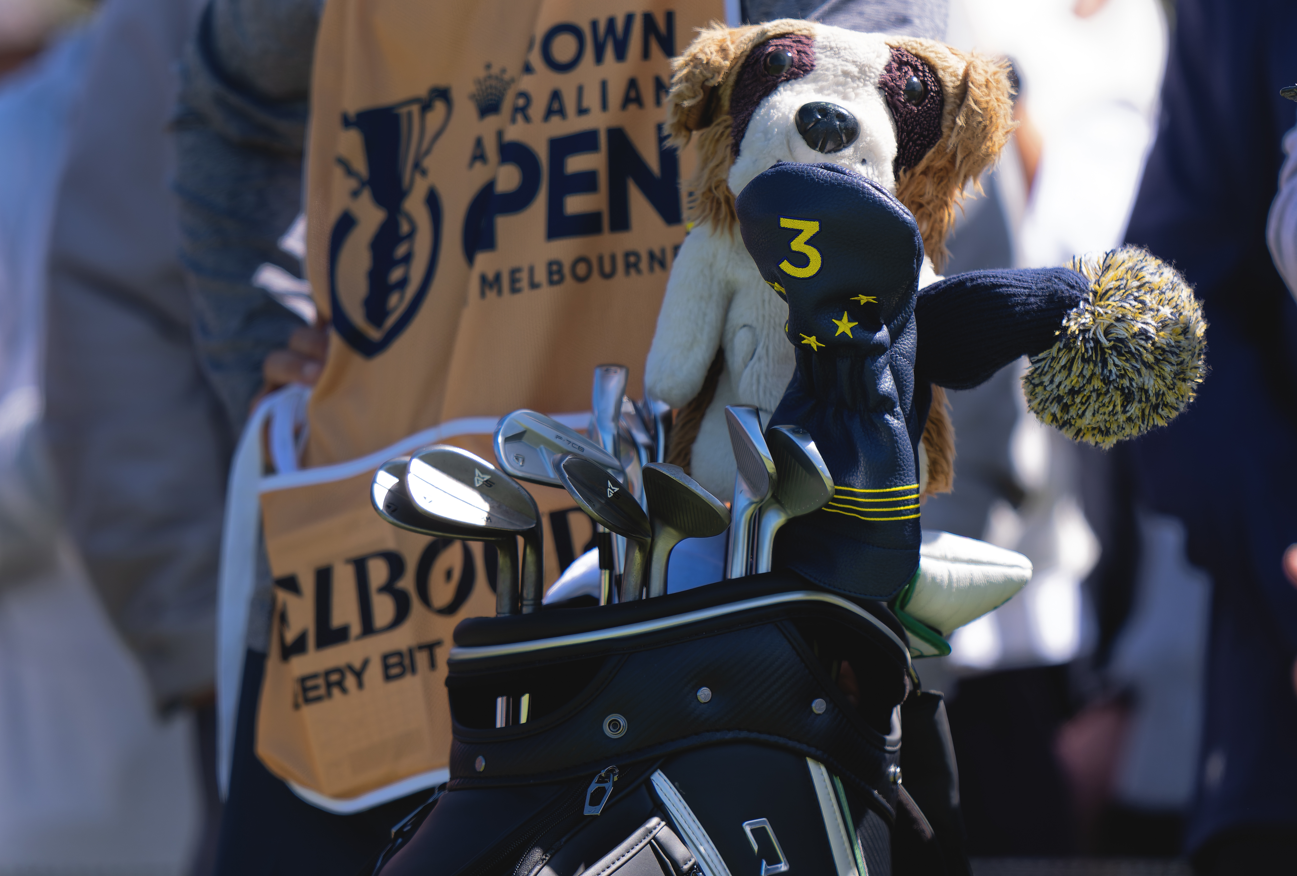 A close-up of Rory McIlroy's golf bag during the Crown Australian Open