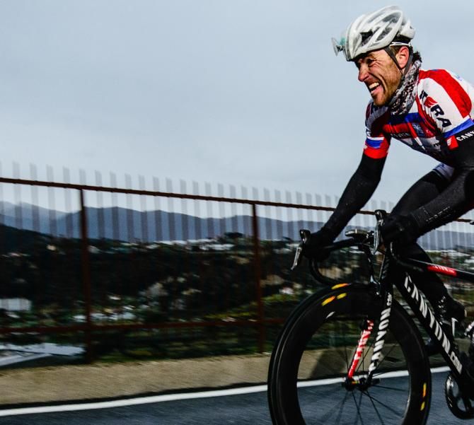 Luca Paolini attacks on the Poggio.
