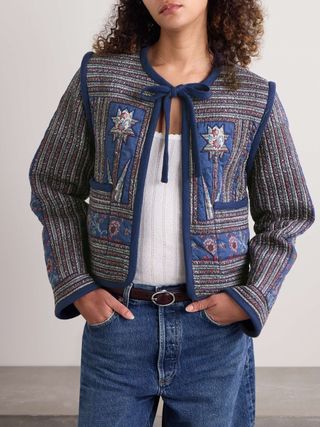 Valeria Quilted Patchwork Printed Cotton Jacket