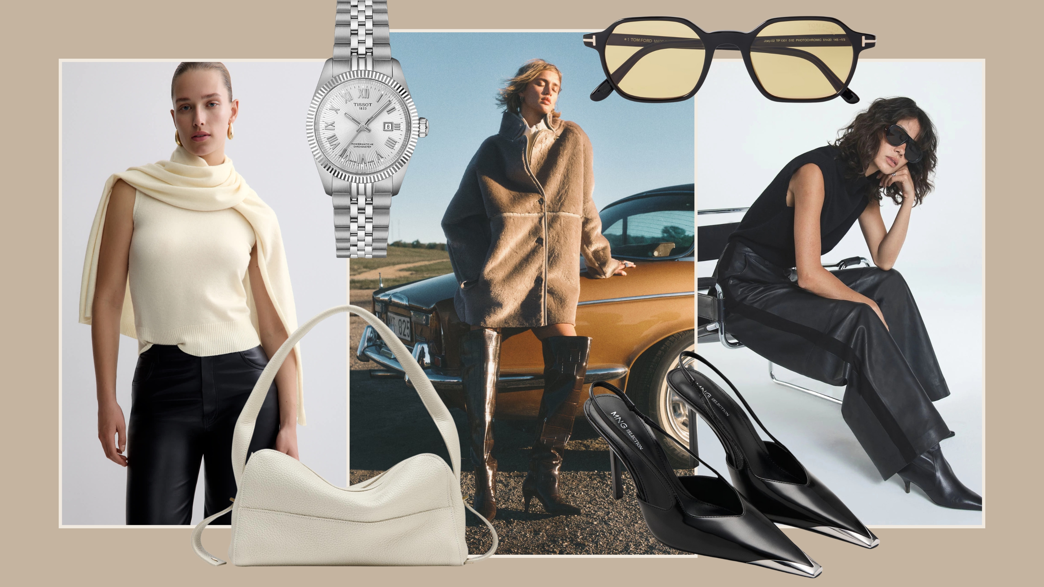 Looks and products from M&amp;S x 16 Arlington, Zara, Mint Velvet, Net-a-Porter, Tom Ford, Tissot, Mango.